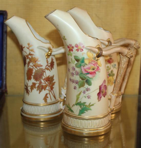 3 Worcester blush jugs